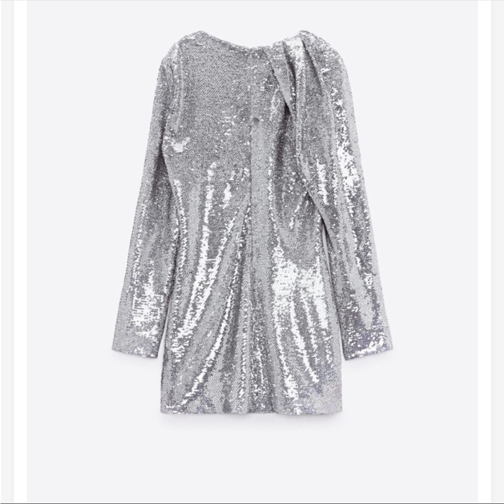 New Zara Short Sequin Silver Dress 4786/342 Blogger’s Fav Small